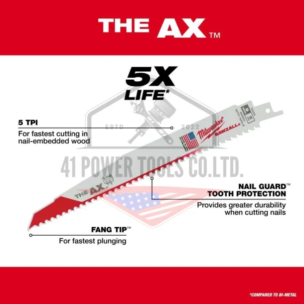 Alternative view of ใบเลื่อยซอว์ซอลตัดไม้ 12" AX  5 TPI (5 ใบ)