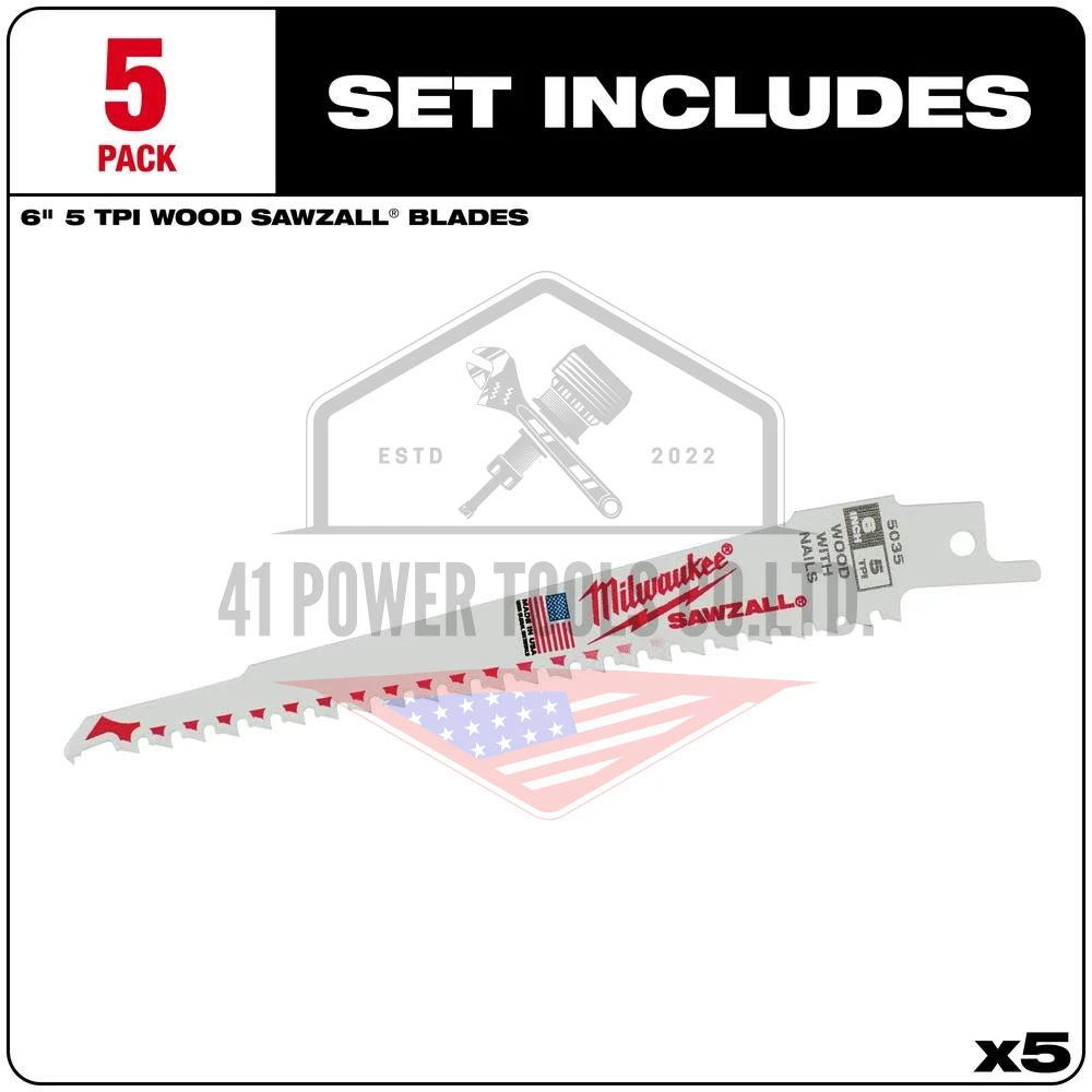 ใบเลื่อยซอว์ซอลตัดไม้ 6" Thin Kerf 5 TPI (5 ใบ) - Image 3
