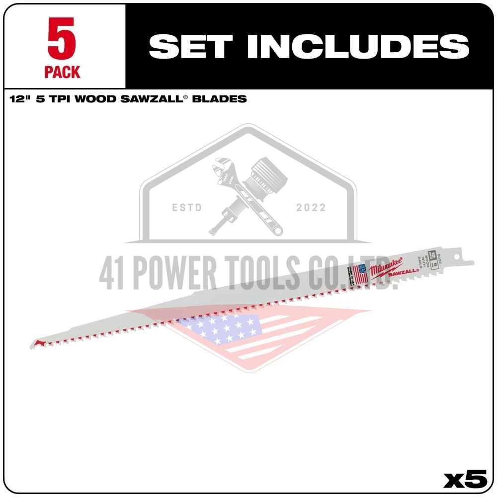 ใบเลื่อยซอว์ซอลตัดไม้ 12" Thin Kerf 5 TPI (5 ใบ) - Image 3
