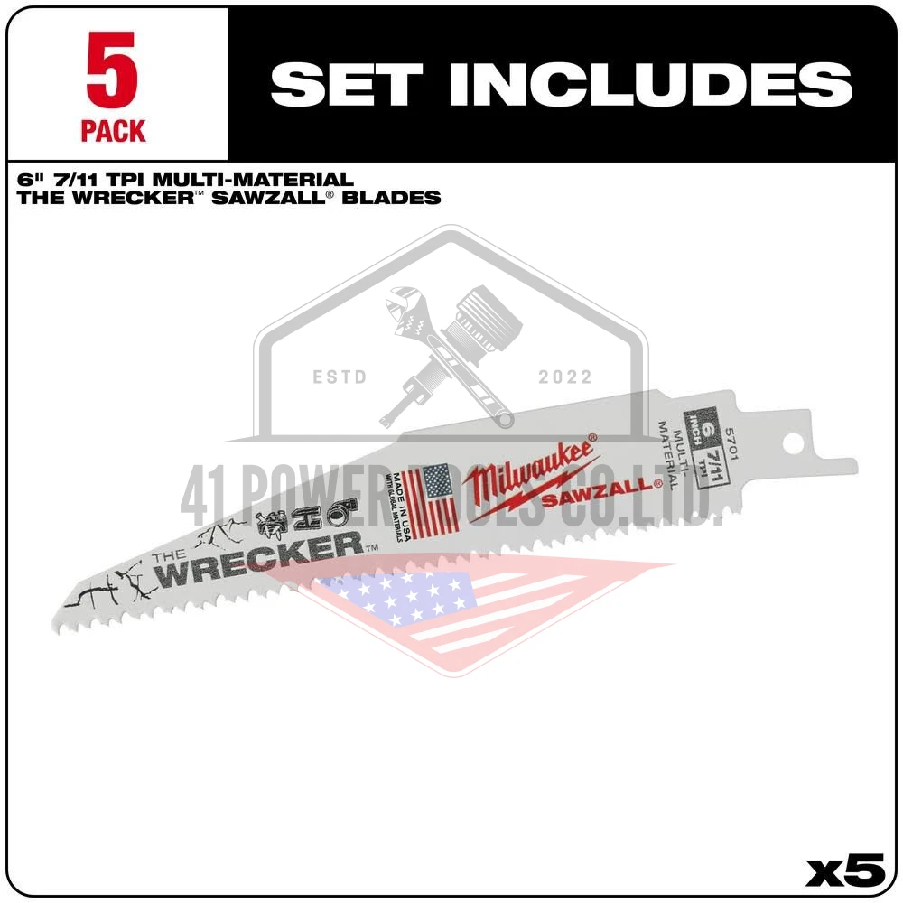 ใบเลื่อยซอว์ซอลตัดอเนกประสงค์ 6" WRECKER 8 TPI (5 ใบ) - Image 3