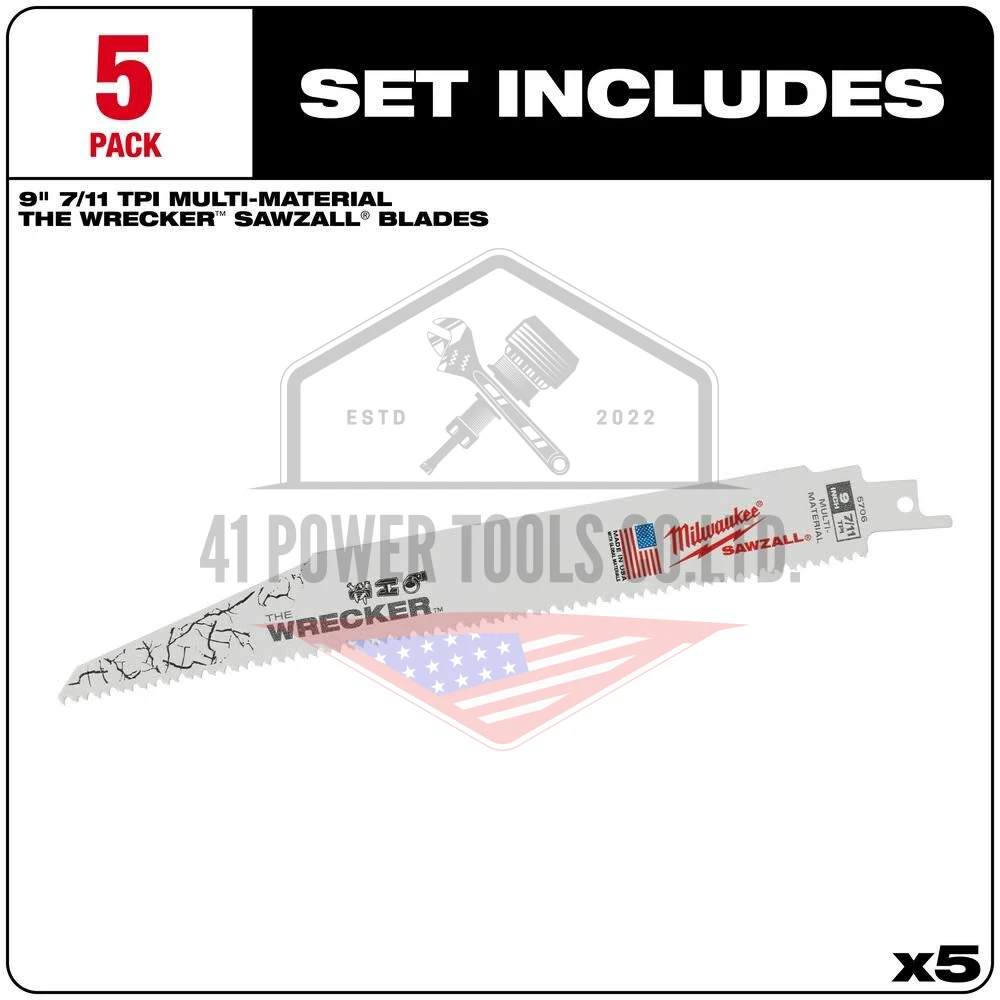ใบเลื่อยซอว์ซอลตัดอเนกประสงค์ 9" WRECKER 8 TPI (5 ใบ) - Image 3