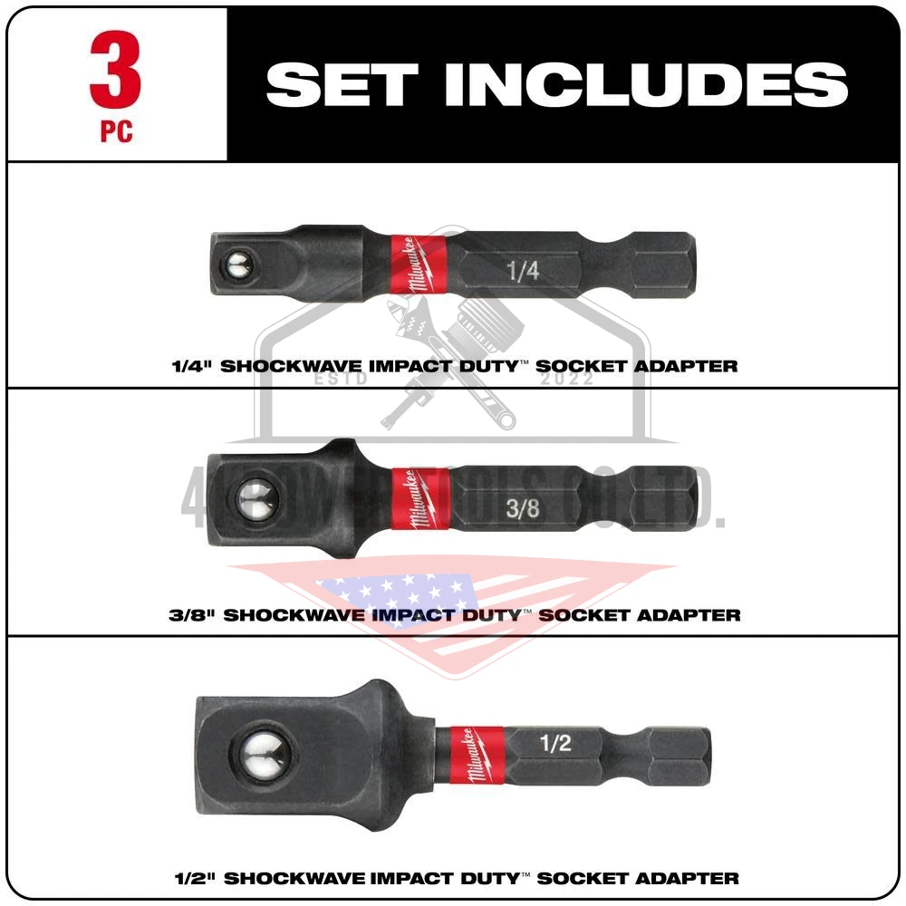 ชุดอะแดปเตอร์หัวบล็อก 1/4", 3/8", 1/2" แกนหกเหลี่ยม - Image 2