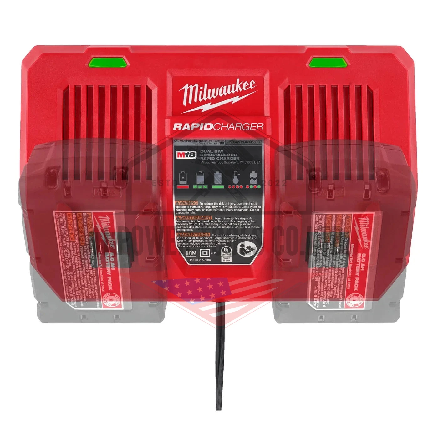 แท่นชาร์จแบตเตอรี่ 18 โวลต์ แบบชาร์จเร็ว 2 ช่อง Milwaukee - M18 DFC - Image 4