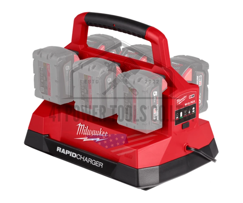 M18™ PACKOUT™ แท่นชาร์จแบตเตอรี่ 18 โวลต์ แบบชาร์จเร็ว 6 ช่อง Milwaukee - M18 PC6 - Image 7