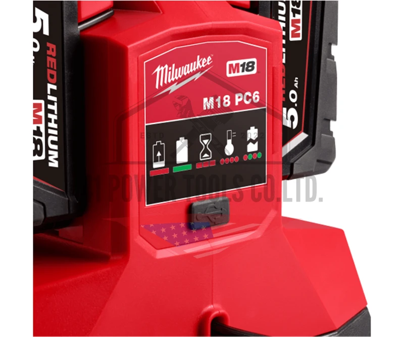 M18™ PACKOUT™ แท่นชาร์จแบตเตอรี่ 18 โวลต์ แบบชาร์จเร็ว 6 ช่อง Milwaukee - M18 PC6 - Image 8